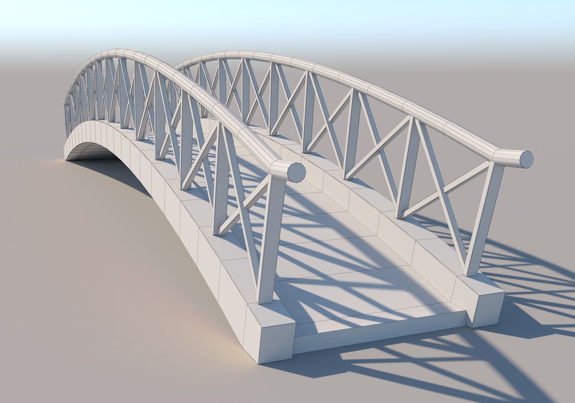 Wooden Bridge Low-poly 3D model_10