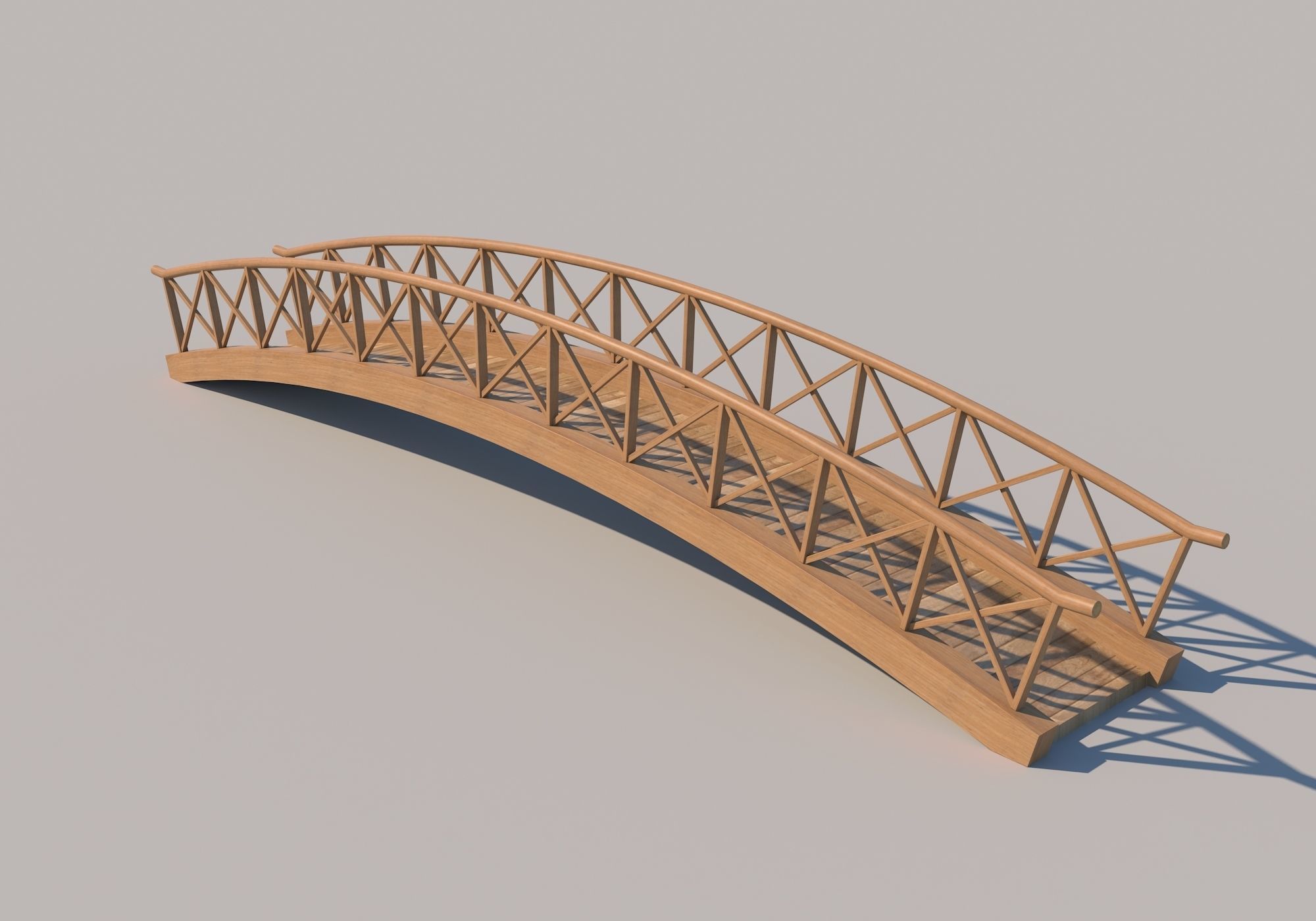 Wooden Bridge Low-poly 3D model_5