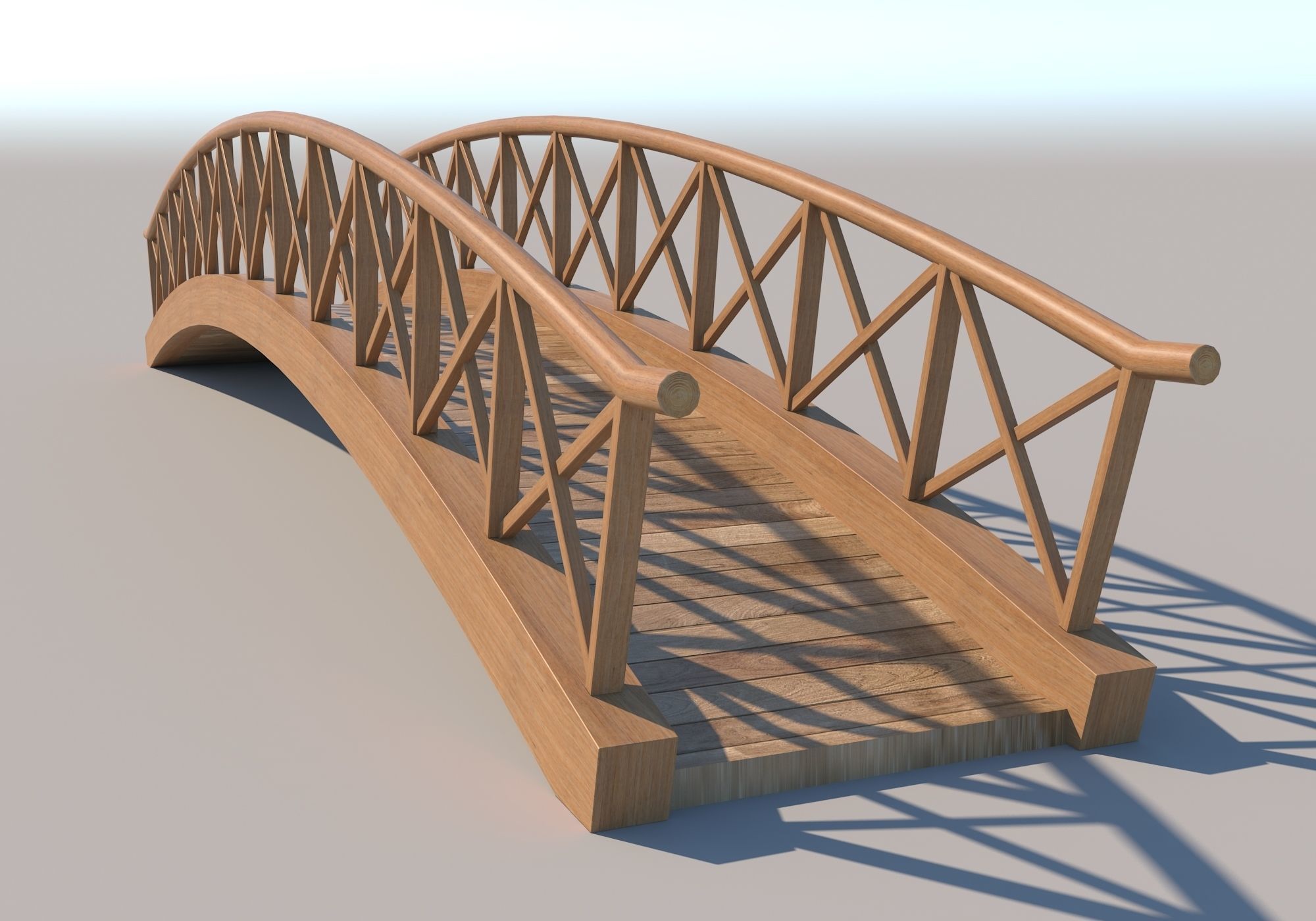 Wooden Bridge Low-poly 3D model_3