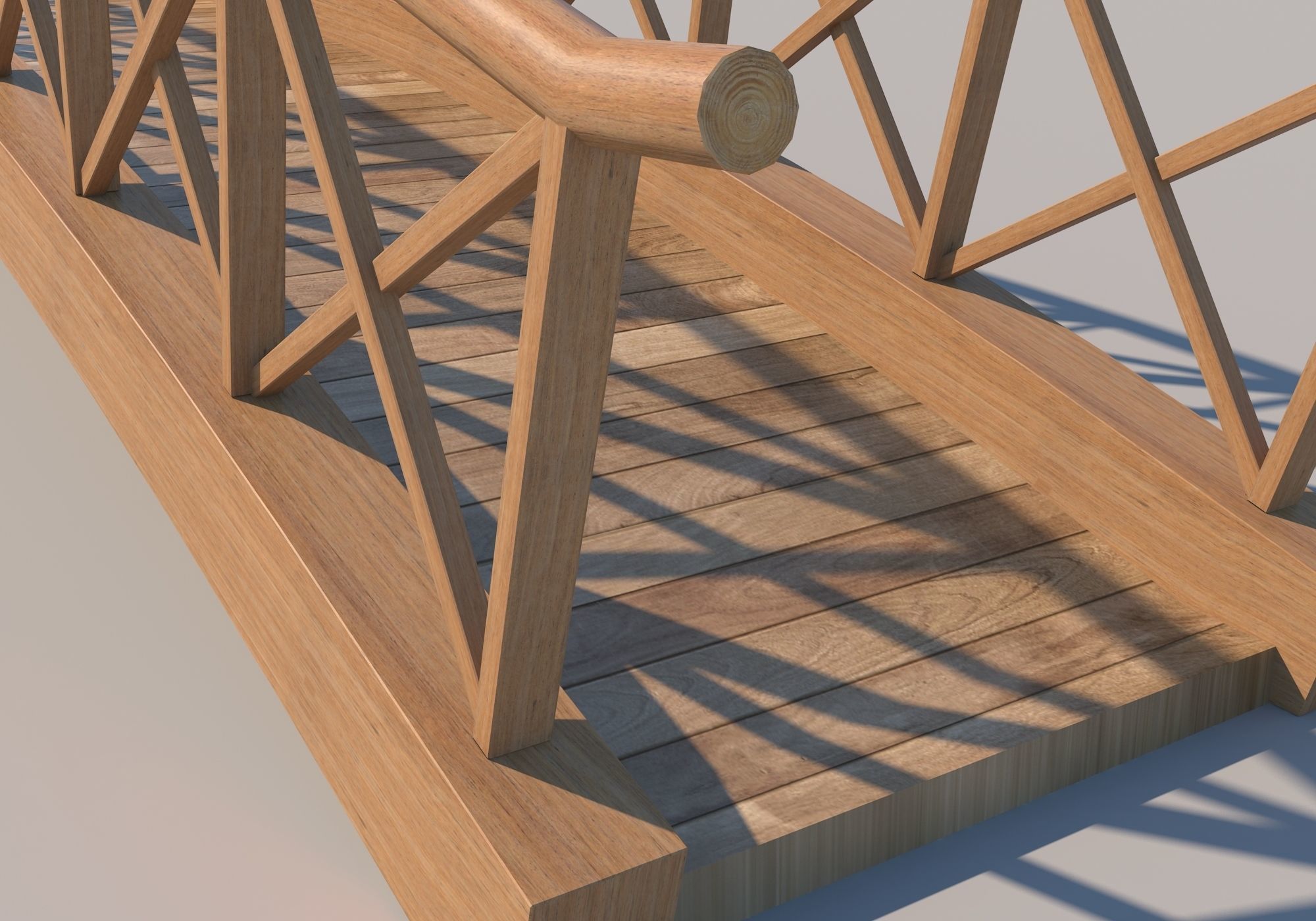Wooden Bridge Low-poly 3D model_2