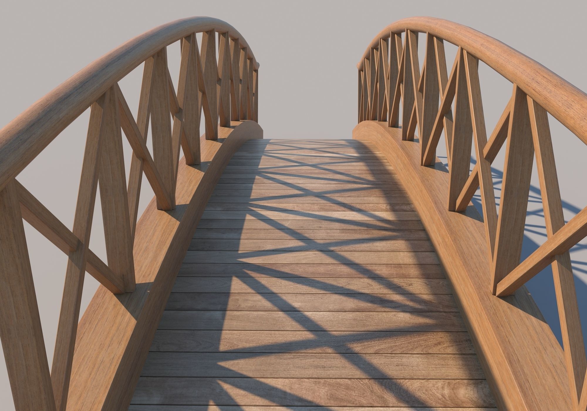 Wooden Bridge Low-poly 3D model