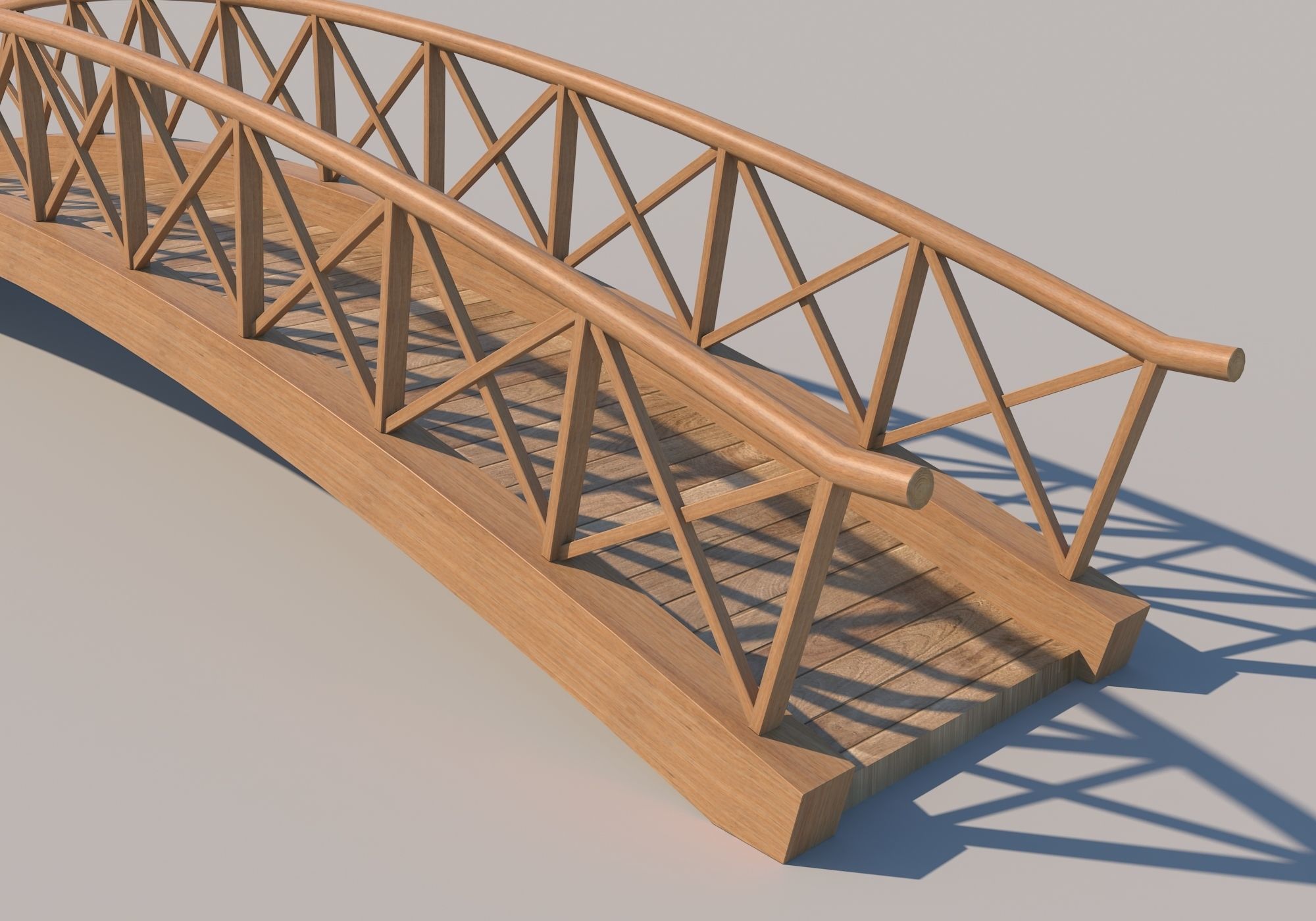 Wooden Bridge Low-poly 3D model_1