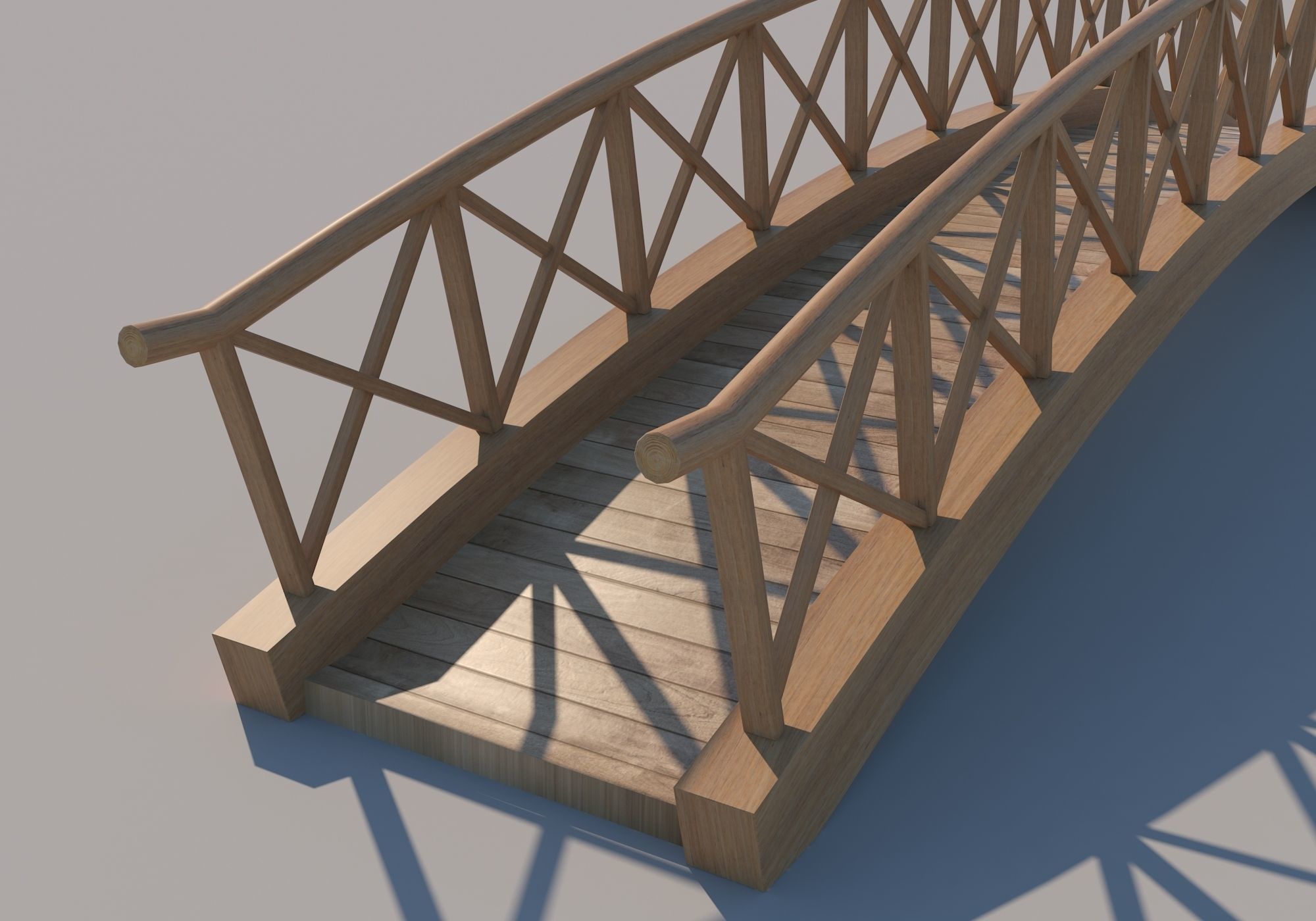 Wooden Bridge Low-poly 3D model_4