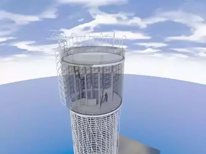 Tower skyscraper in middle of ocean