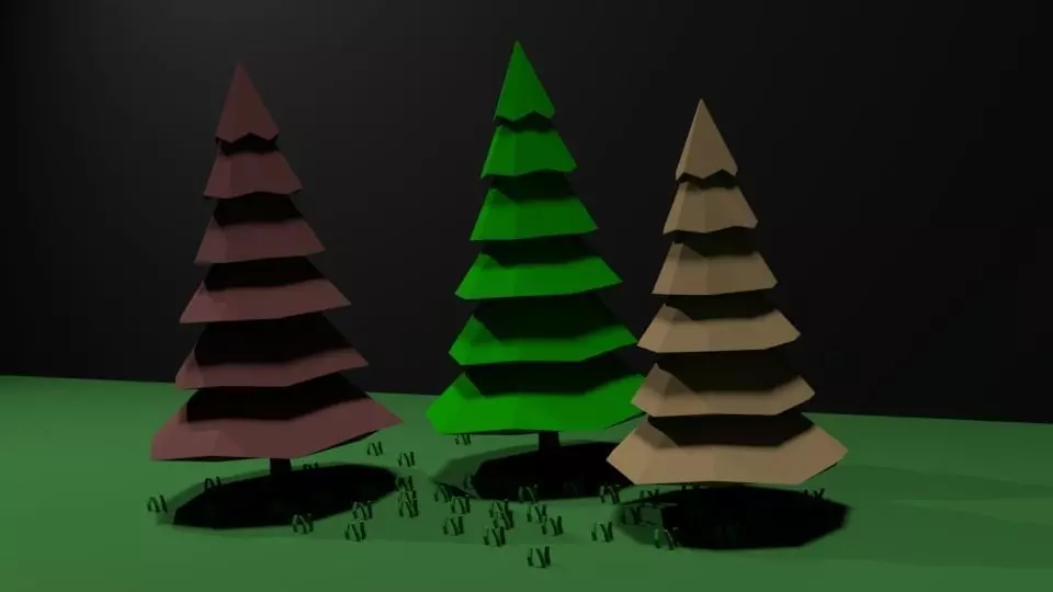 Spruce trees Free low-poly 3D model_0