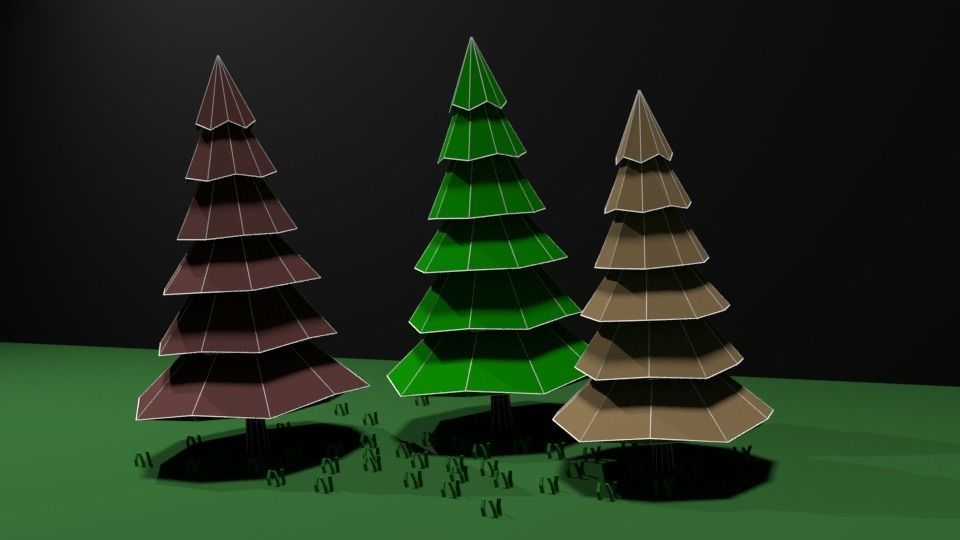 Spruce trees Free low-poly 3D model_1