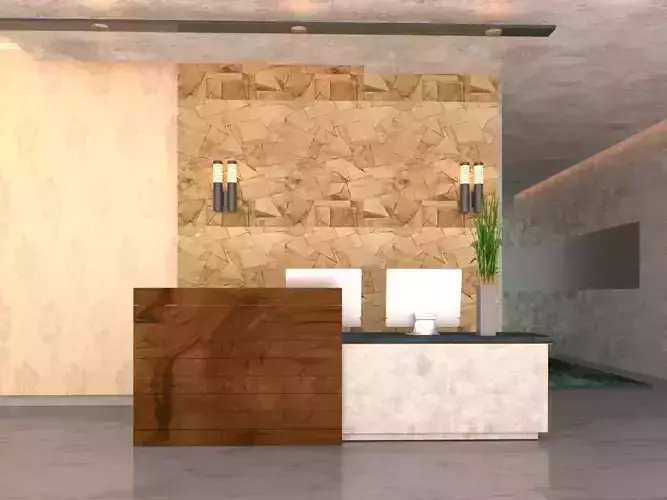 reception modern desk in hotel 3D model