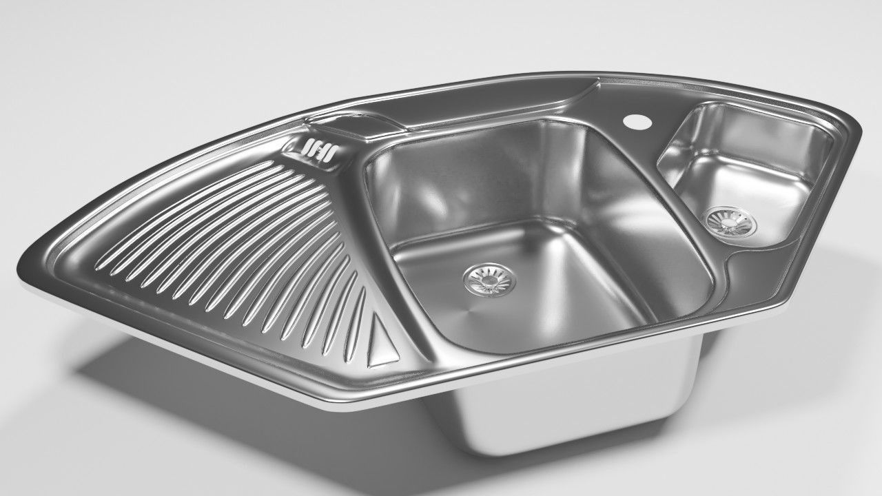 Corner kitchen sink 3D model_6