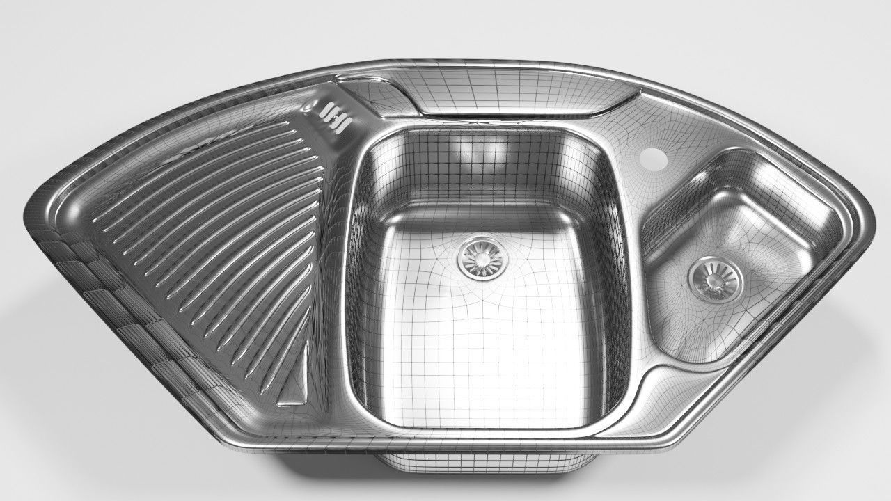 Corner kitchen sink 3D model_2
