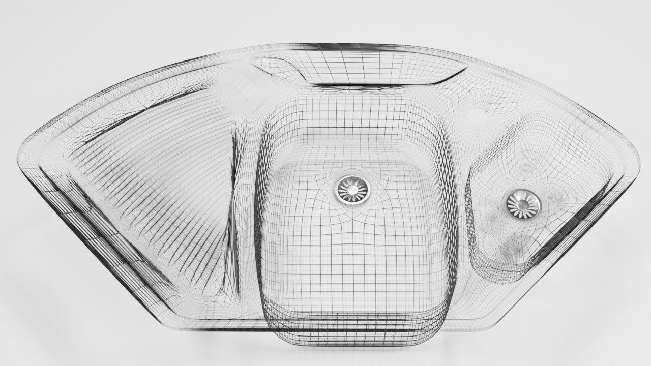 Corner kitchen sink 3D model_3