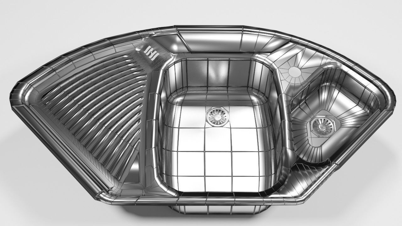 Corner kitchen sink 3D model_4