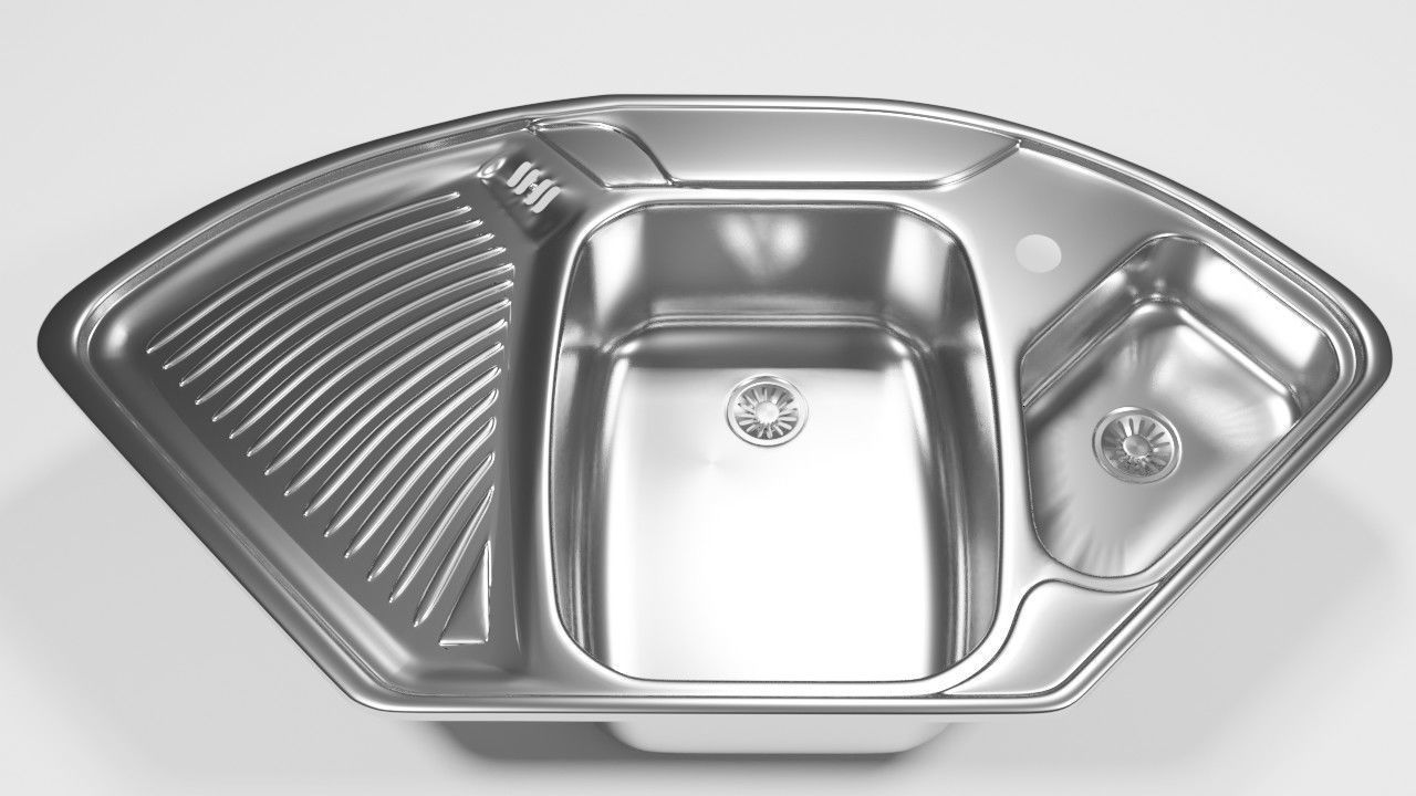 Corner kitchen sink 3D model_1