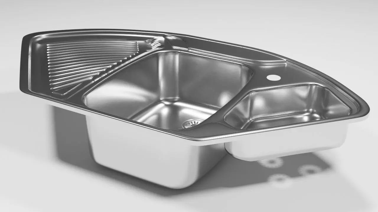Corner kitchen sink 3D model_0