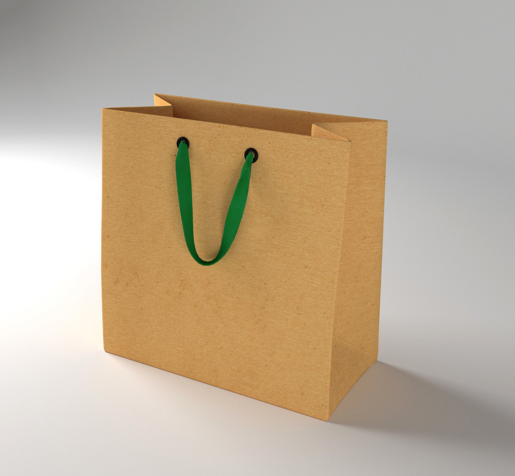 Paper Shopping Bag with Ribbin Handle  3D model_3