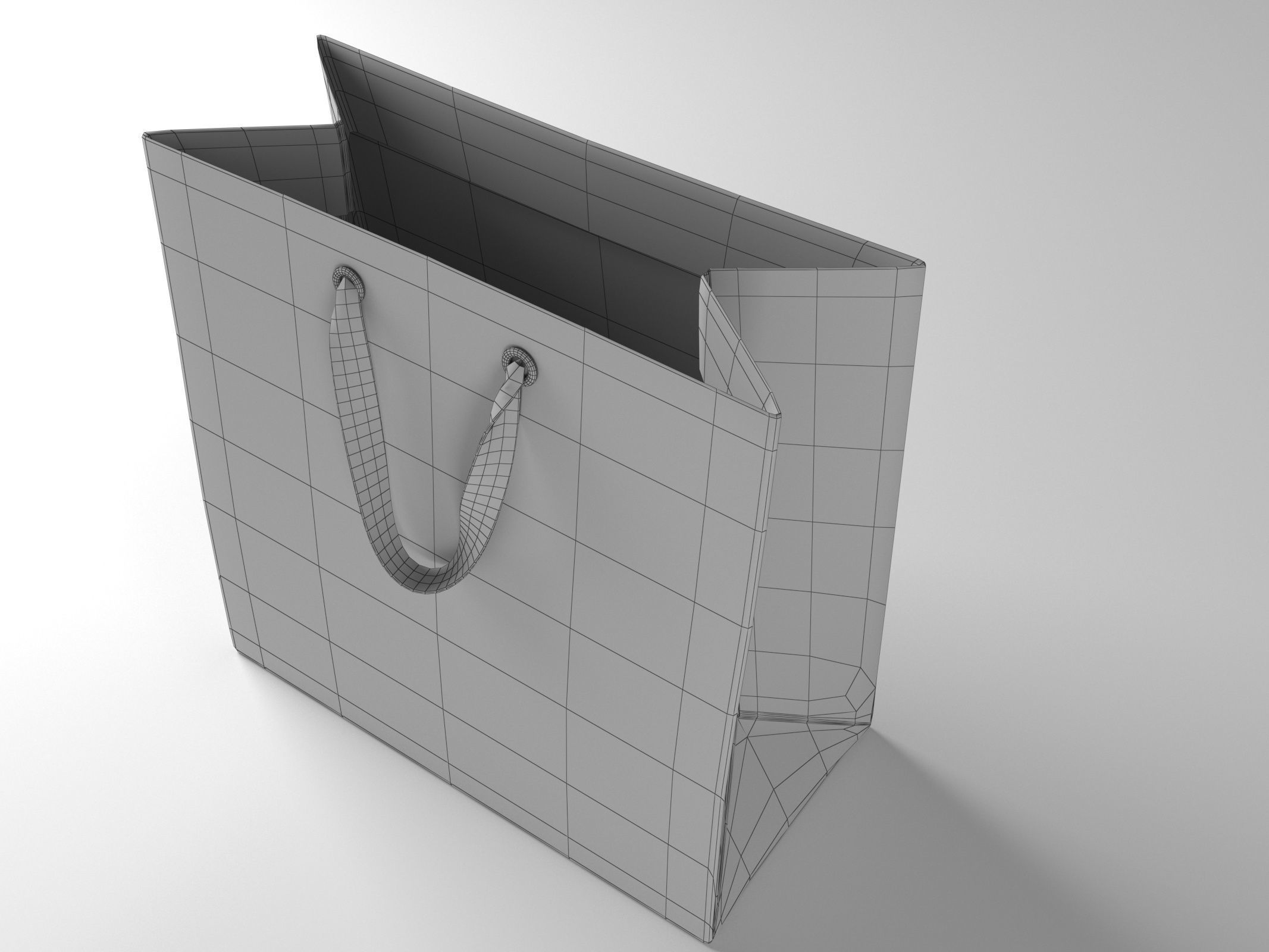 Paper Shopping Bag with Ribbin Handle  3D model_5