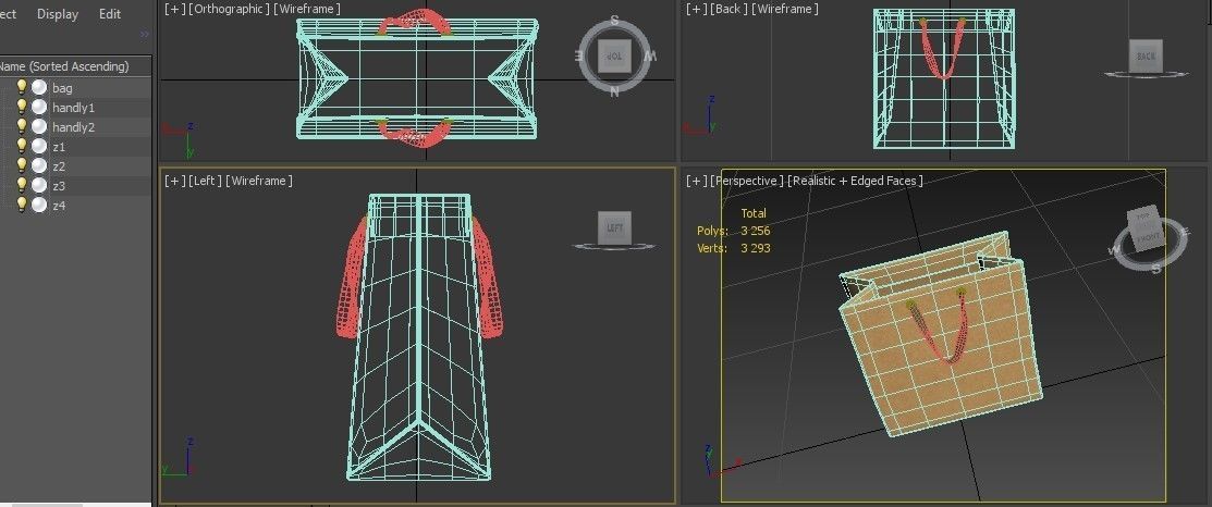 Paper Shopping Bag with Ribbin Handle  3D model_6