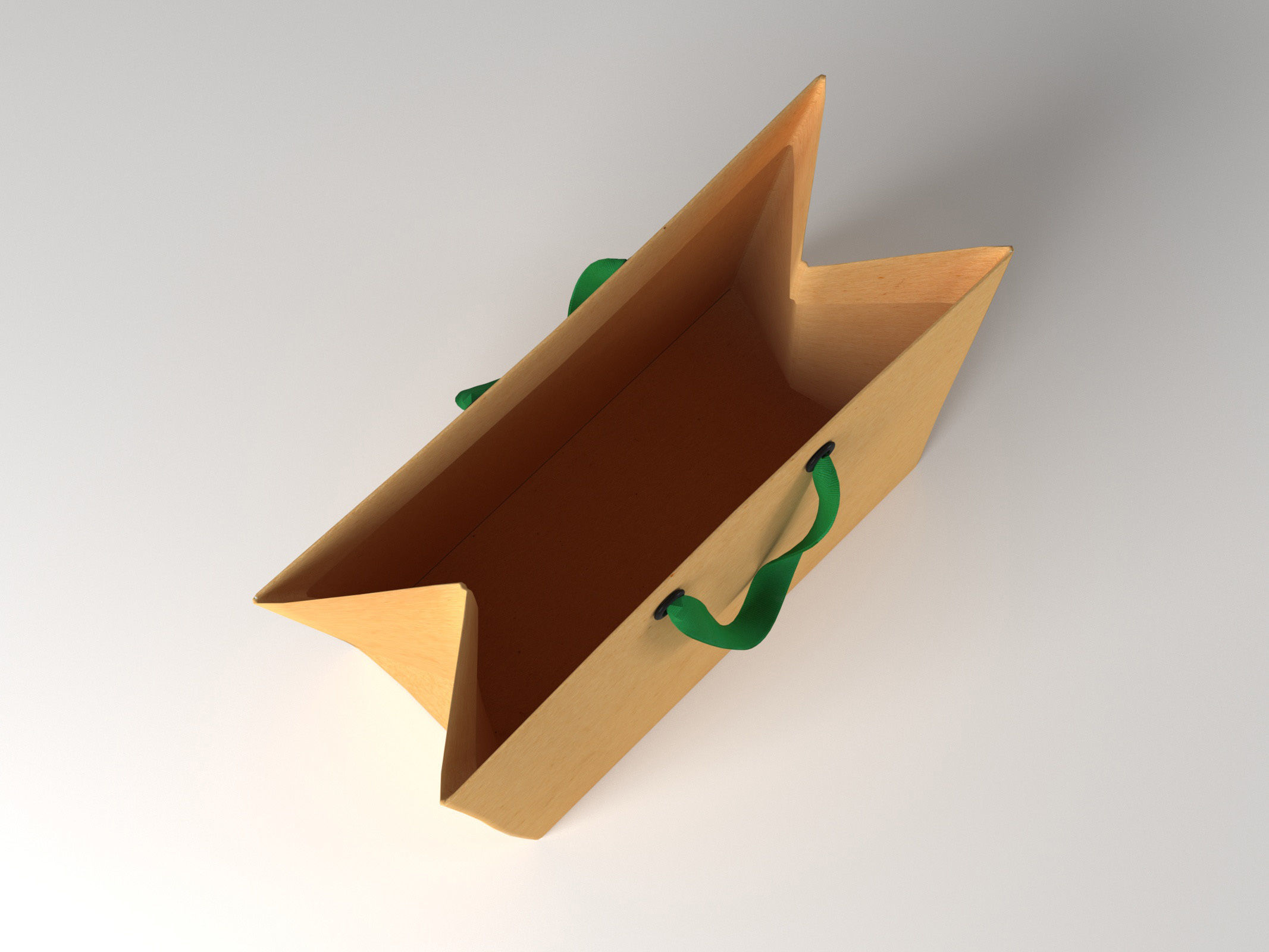 Paper Shopping Bag with Ribbin Handle  3D model_1