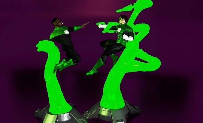 Green lantern Statue split nd keyed for 3D Print 3D print model