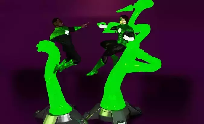 Green lantern Statue split nd keyed for 3D Print 3D print model