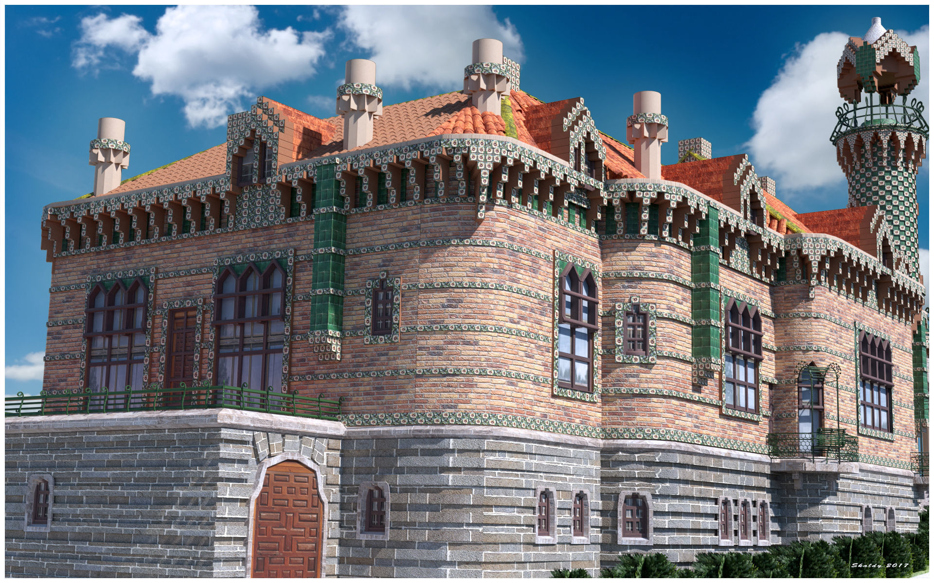 ElCapricho building with orange roof 3D model_1