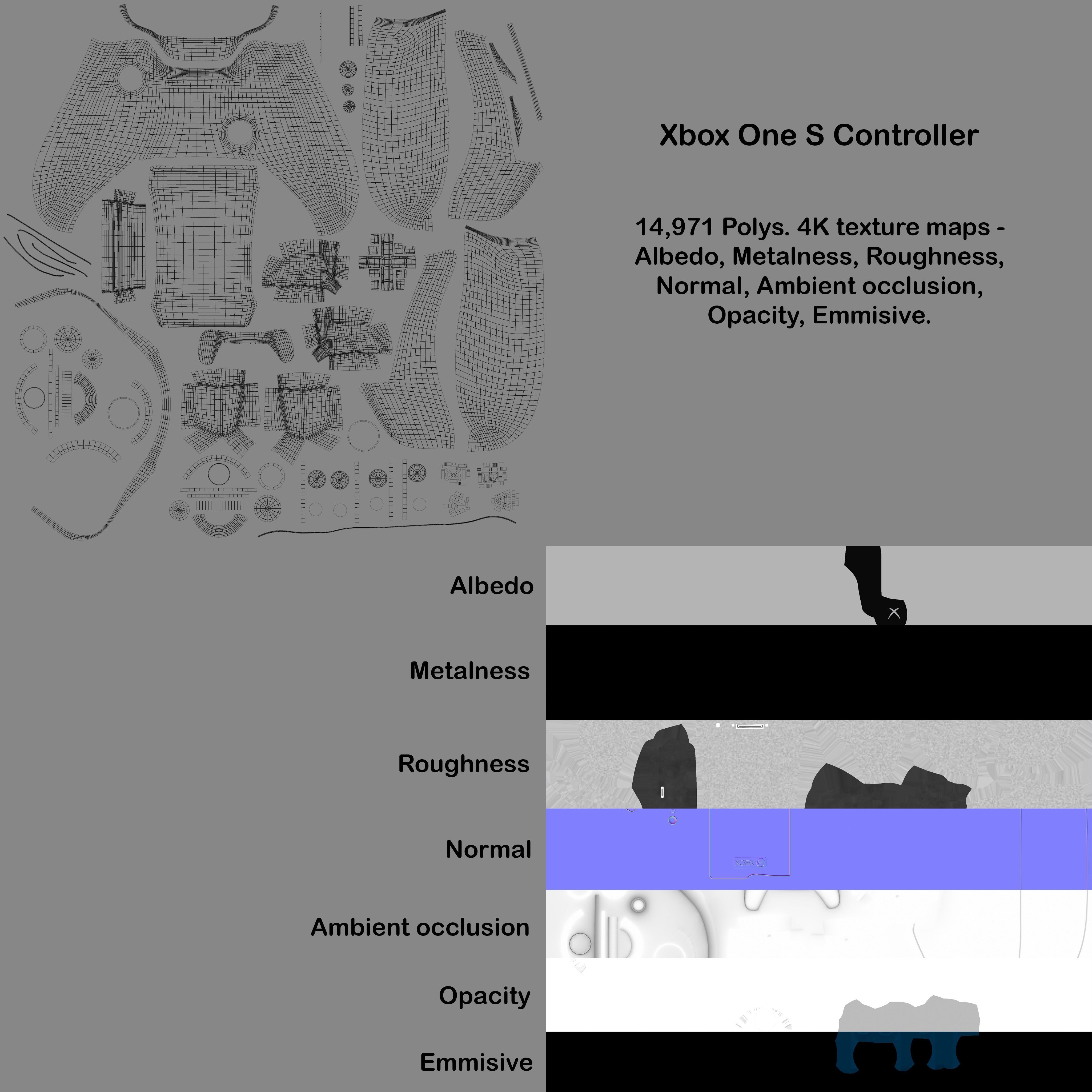 Xbox One S Controller Low-poly 3D model_20