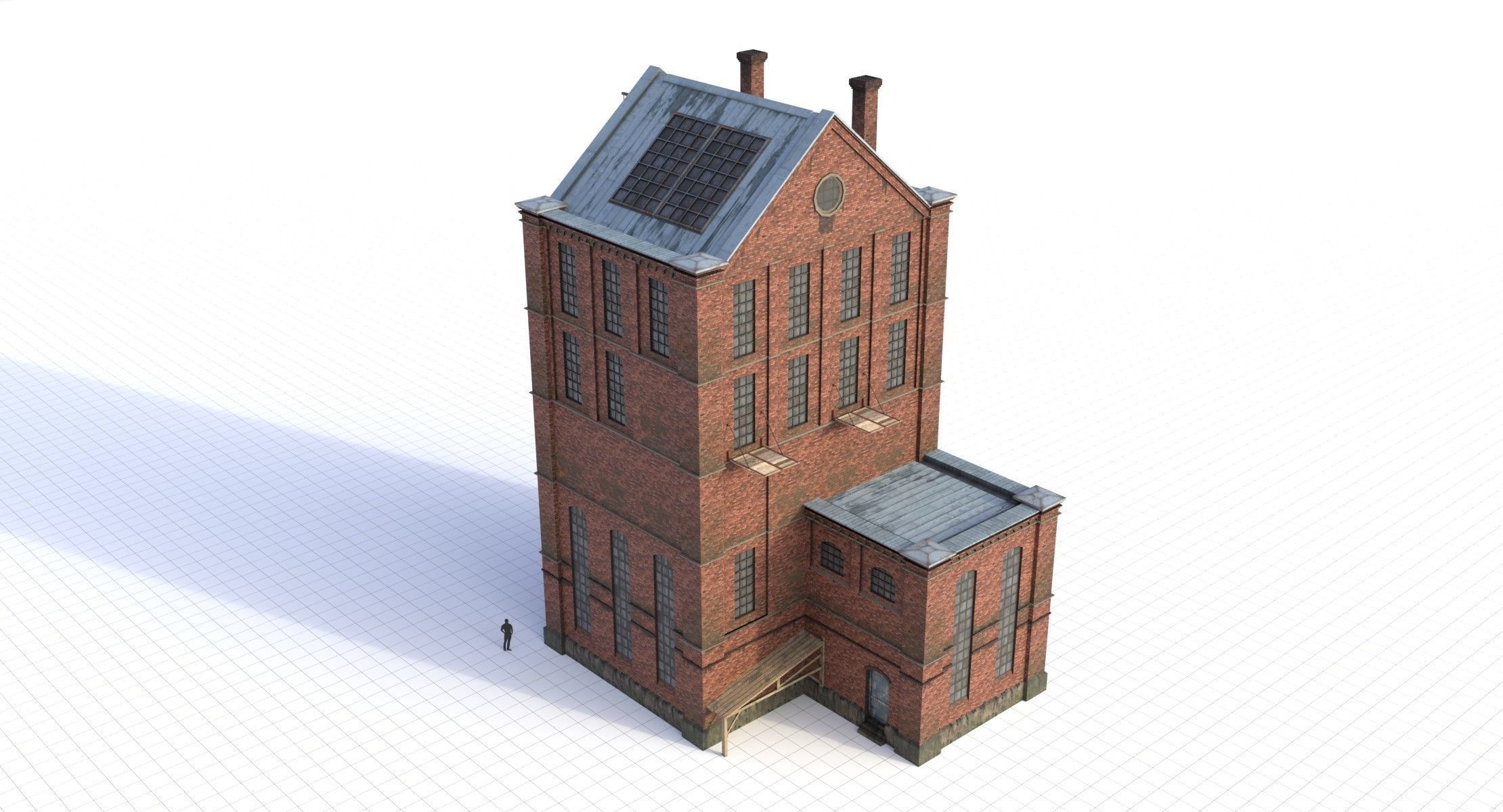 Modular Old Industrial Building Asset Low-poly 3D model_6