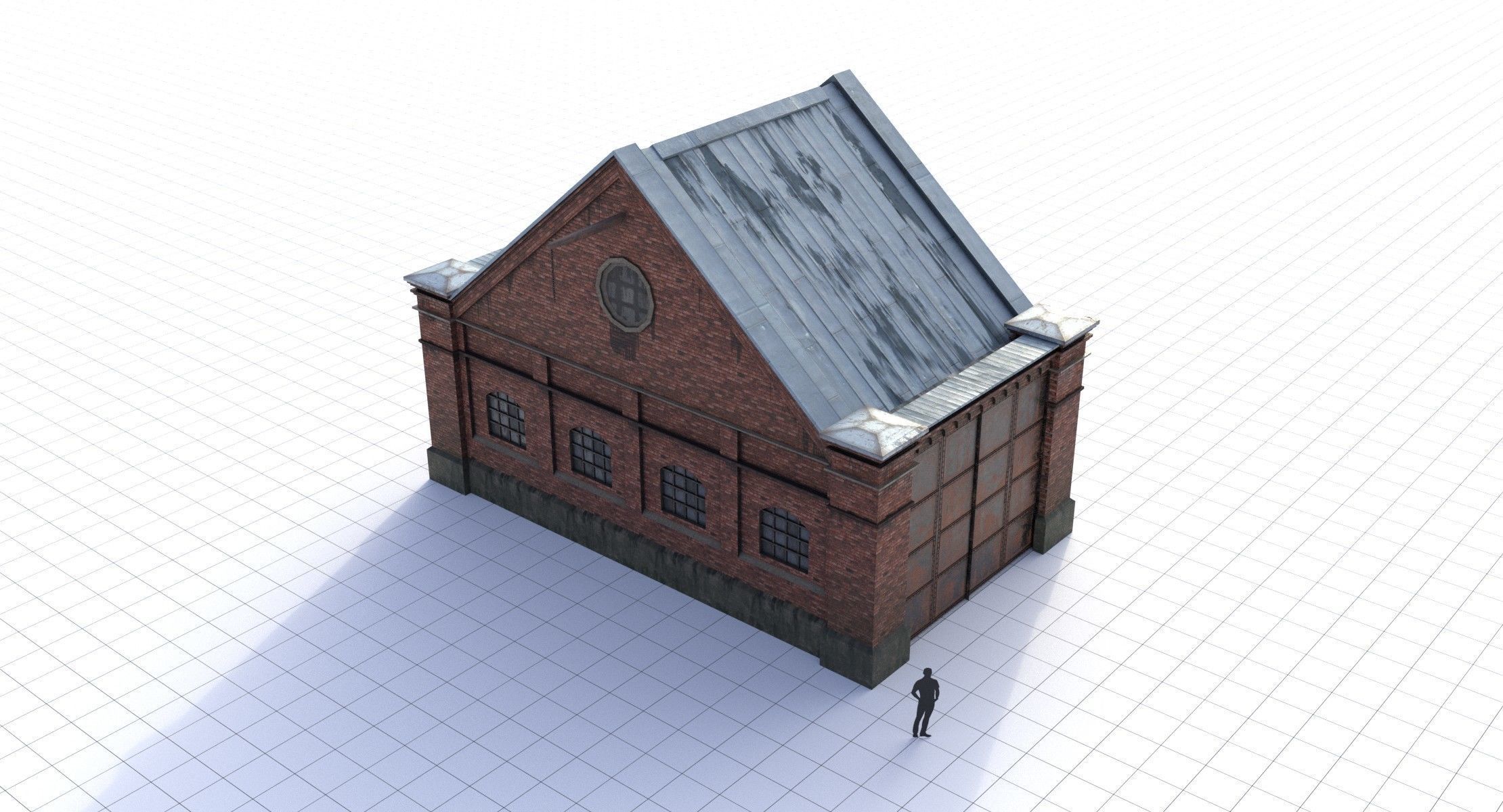 Modular Old Industrial Building Asset Low-poly 3D model_11