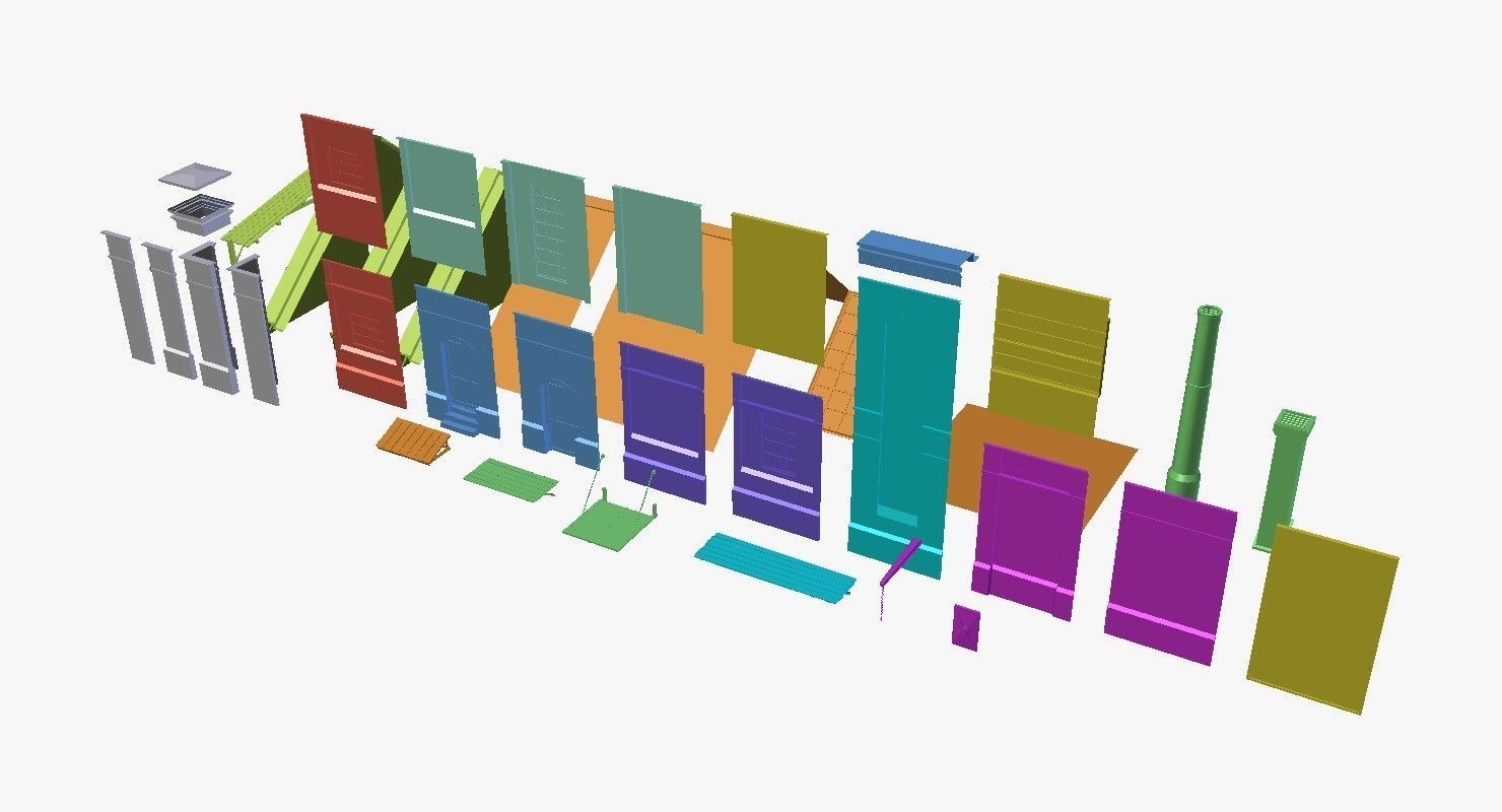 Modular Old Industrial Building Asset Low-poly 3D model_1