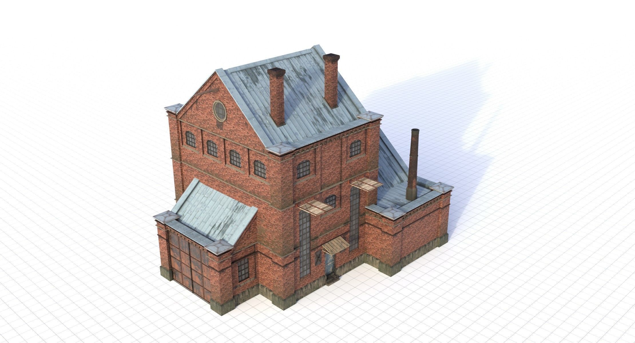 Modular Old Industrial Building Asset Low-poly 3D model_3