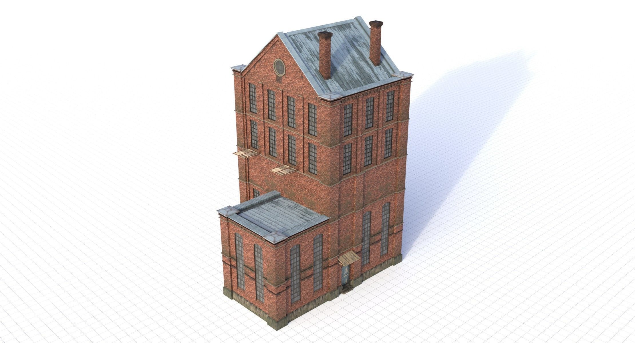 Modular Old Industrial Building Asset Low-poly 3D model_9
