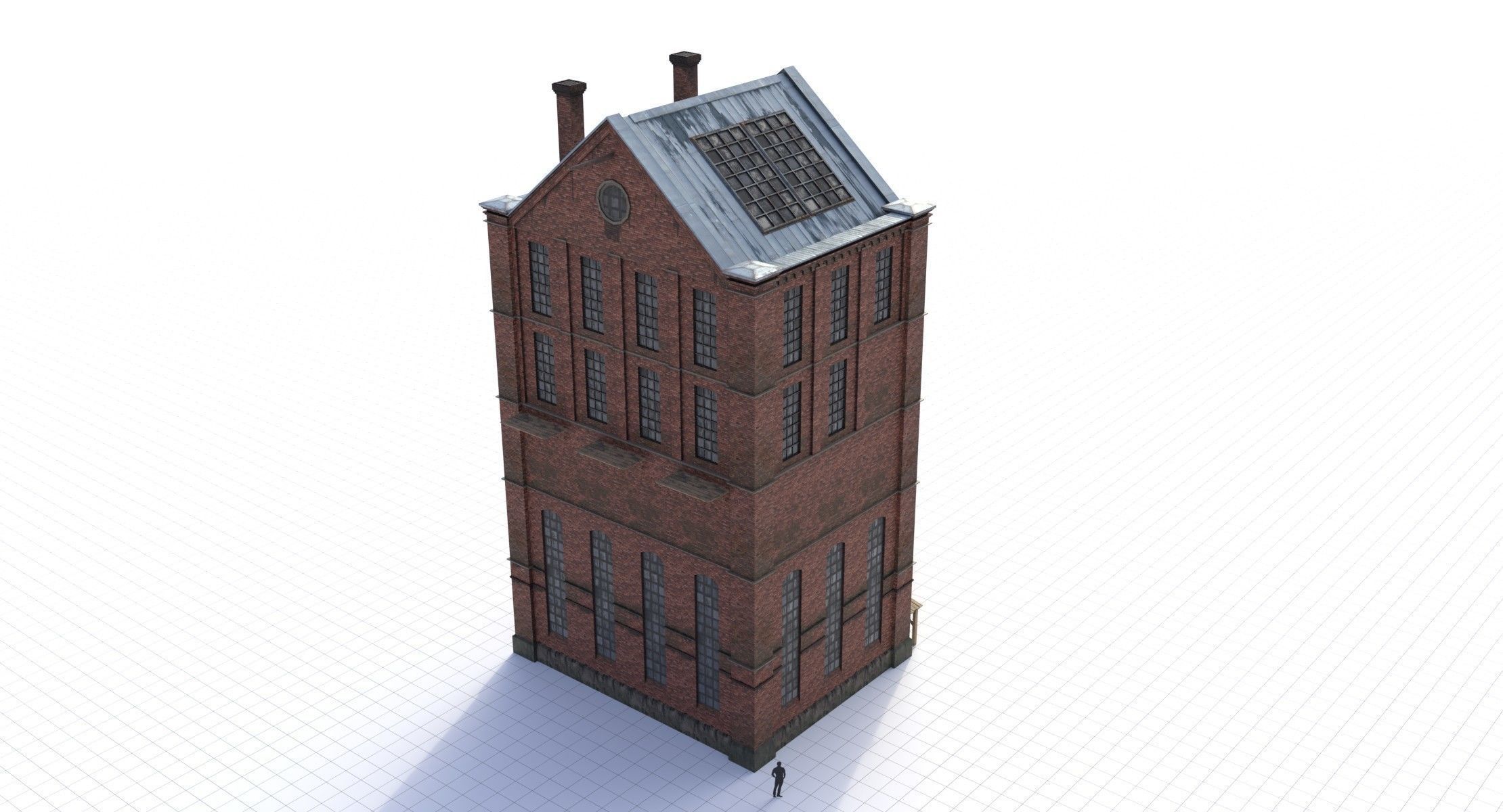 Modular Old Industrial Building Asset Low-poly 3D model_7
