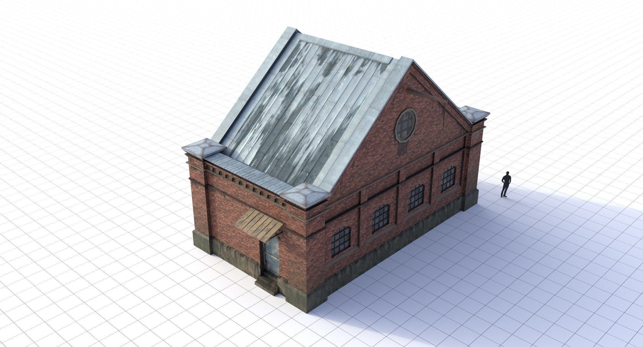 Modular Old Industrial Building Asset Low-poly 3D model_10