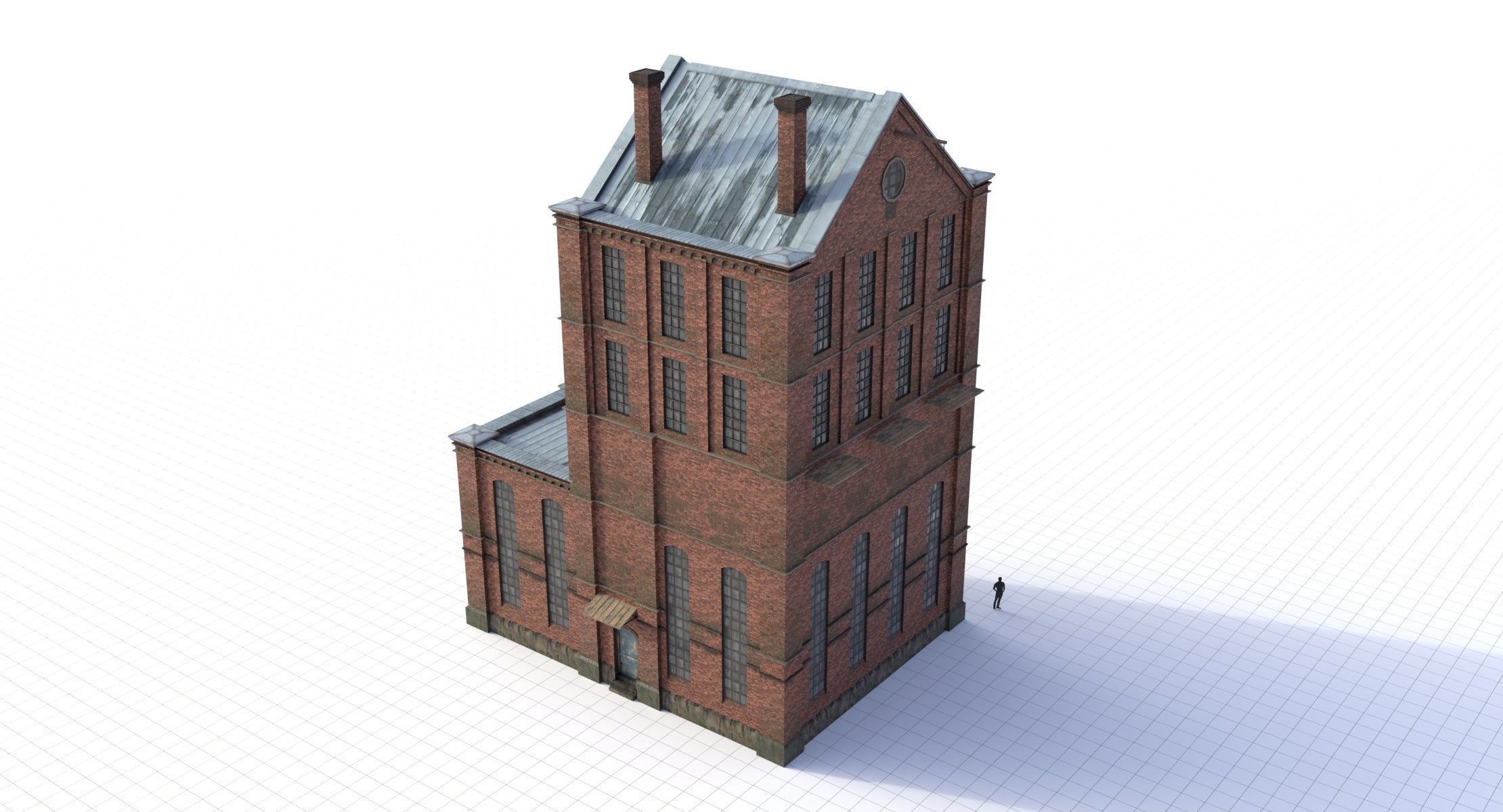 Modular Old Industrial Building Asset Low-poly 3D model_8