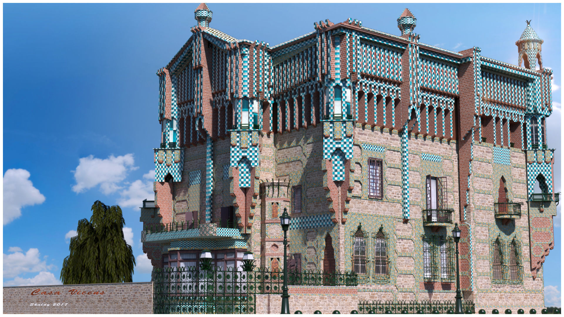 Vicens House Low-poly 3D model_2