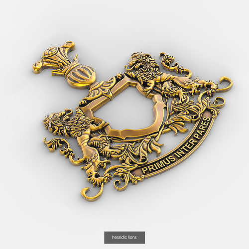 Heraldry ornate gold piece of jewelry 3D Model Collection