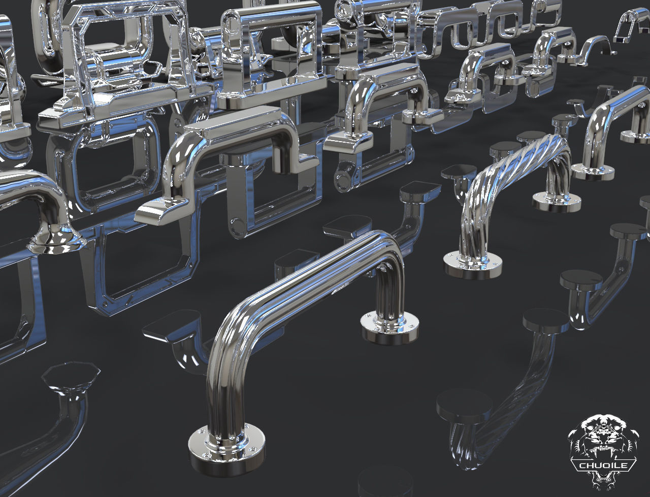 Handles pack Low-poly 3D model_3