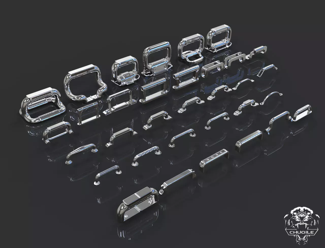 Handles pack Low-poly 3D model_0