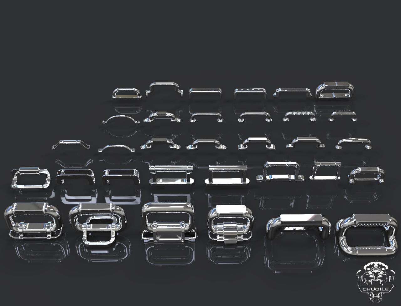 Handles pack Low-poly 3D model_1