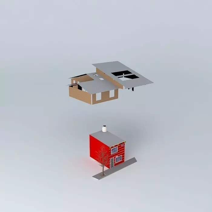 Building house flying in sky Free 3D model