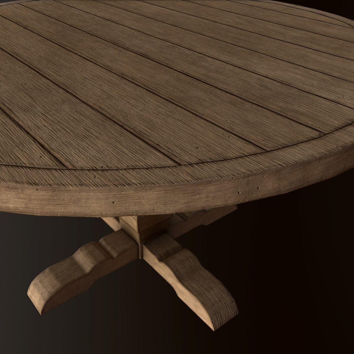 Wood Round Dining Table - PBR Game Ready Low-poly 3D model_4
