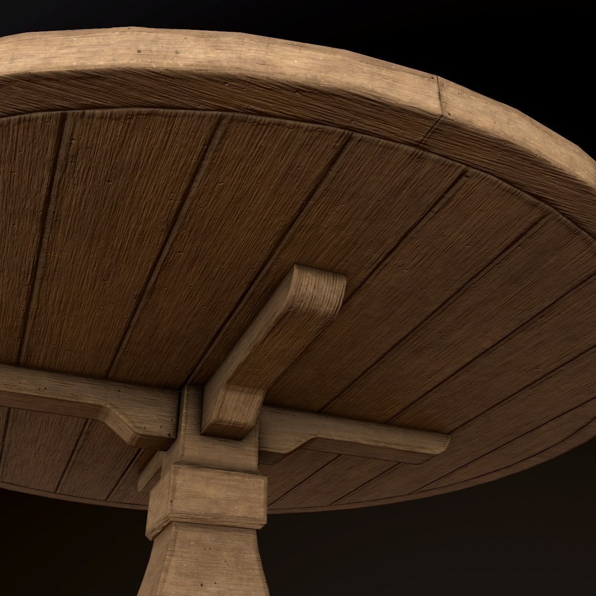 Wood Round Dining Table - PBR Game Ready Low-poly 3D model_5