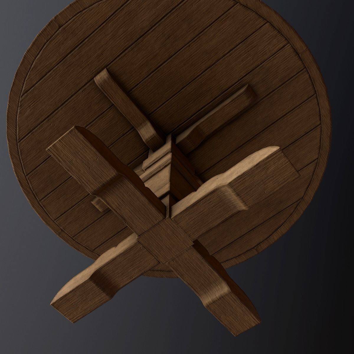 Wood Round Dining Table - PBR Game Ready Low-poly 3D model_9