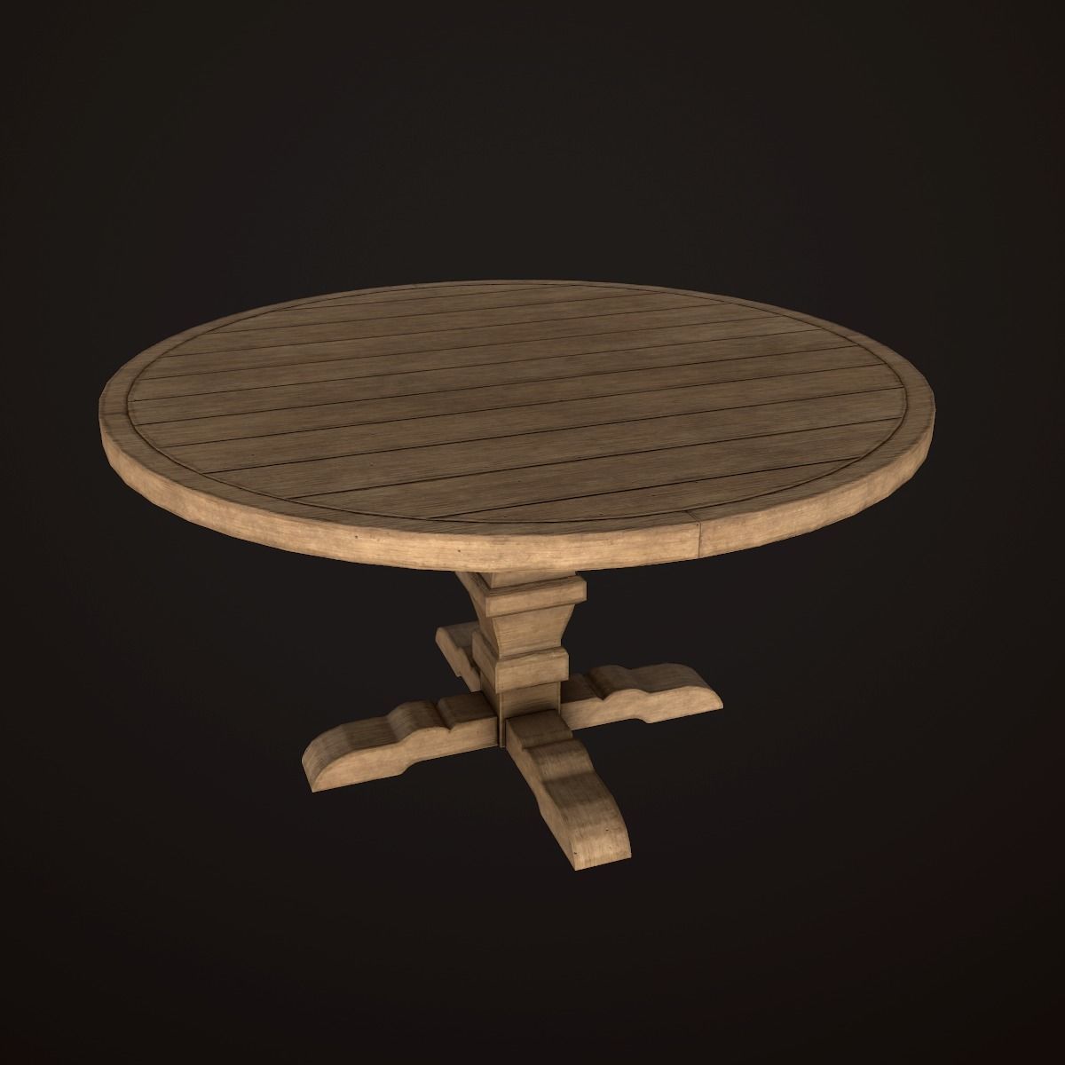 Wood Round Dining Table - PBR Game Ready Low-poly 3D model_2