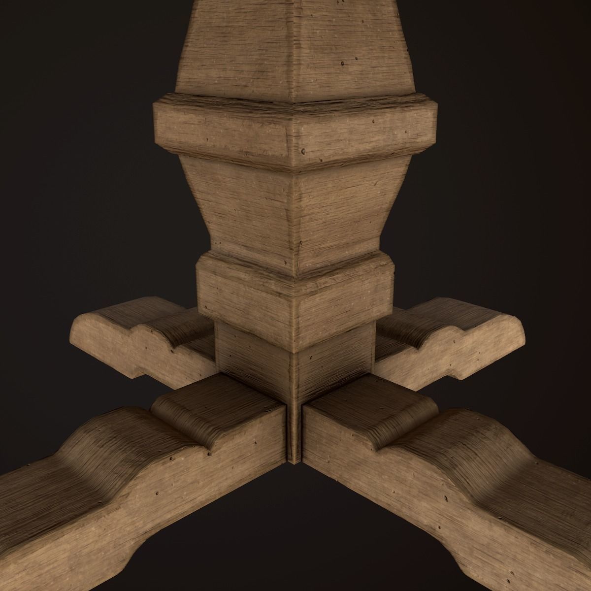 Wood Round Dining Table - PBR Game Ready Low-poly 3D model_6