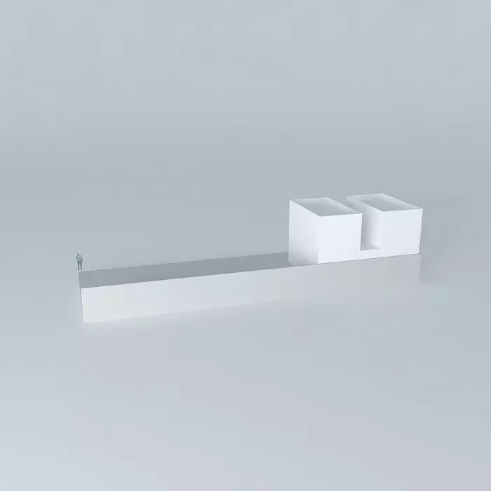 Architectural detail shelf with two cubes Free 3D model_0