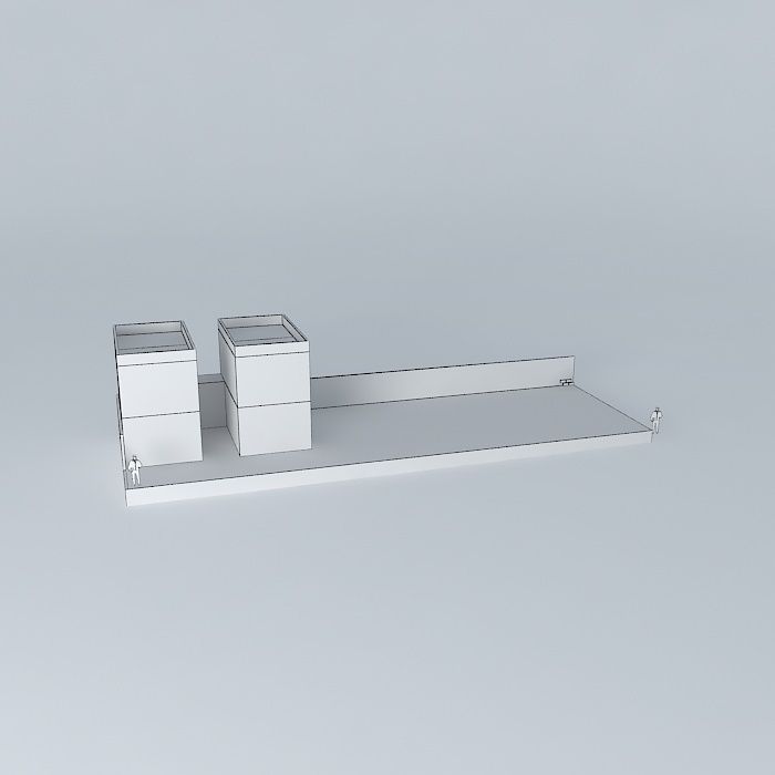 Architectural detail shelf with two cubes Free 3D model_4