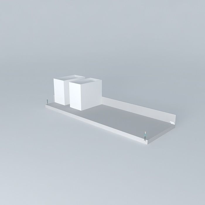 Architectural detail shelf with two cubes Free 3D model_1