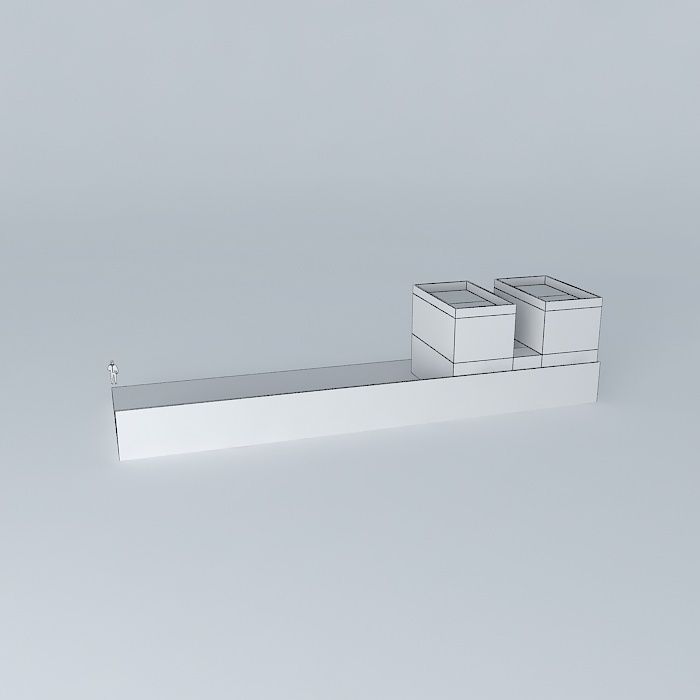 Architectural detail shelf with two cubes Free 3D model_3