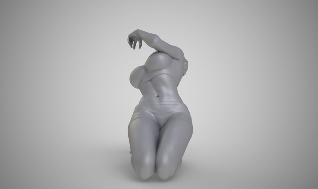 Fatigue woman lying 3D print model_3