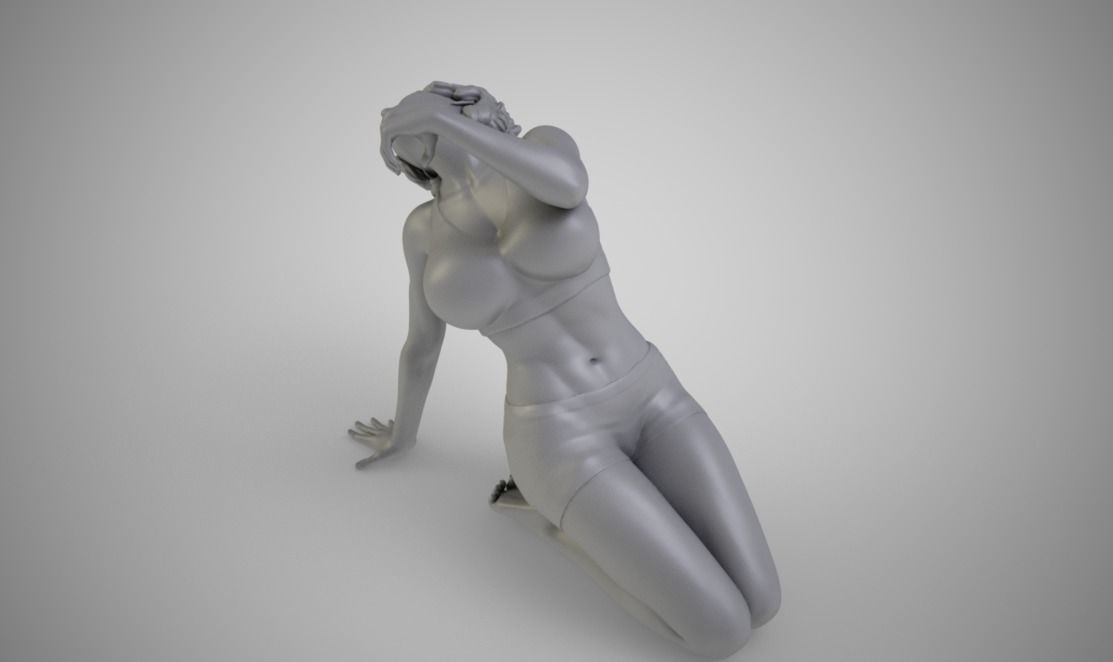 Fatigue woman lying 3D print model_4